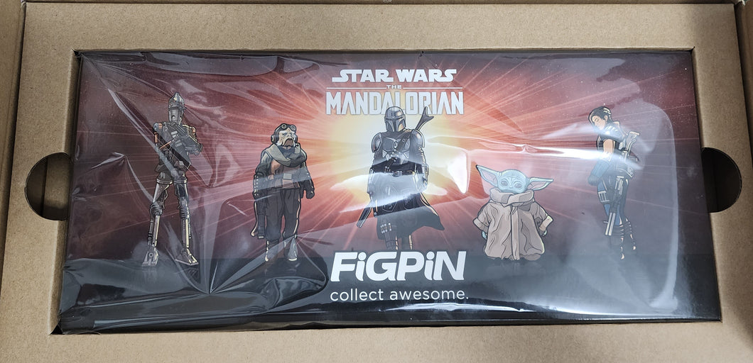 FiGPiN The Mandalorian Deluxe Box Set of 5 Star Wars Logo Pin LE 2900 Sealed!