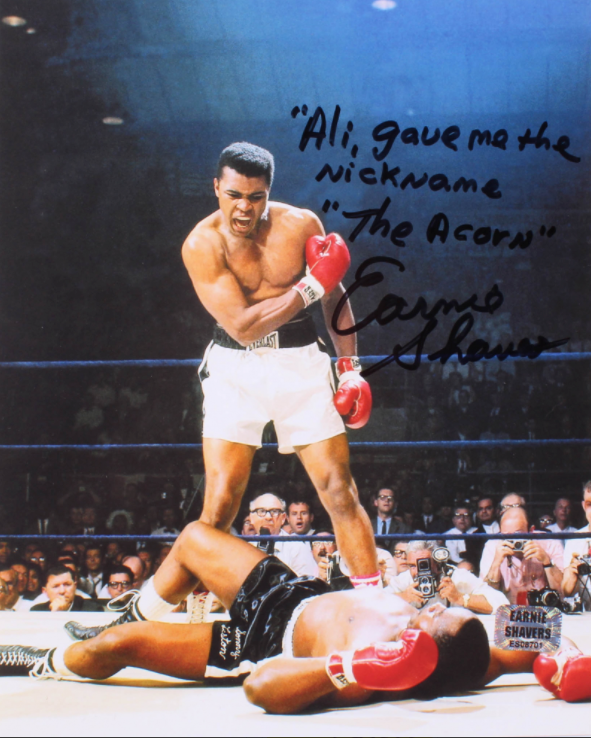 Earnie Shavers Signed 8x10 Photo with Muhammad Ali Inscriptions (Shavers Hologram)