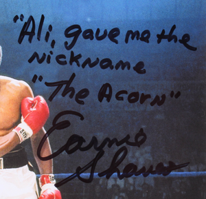Earnie Shavers Signed 8x10 Photo with Muhammad Ali Inscriptions (Shavers Hologram)