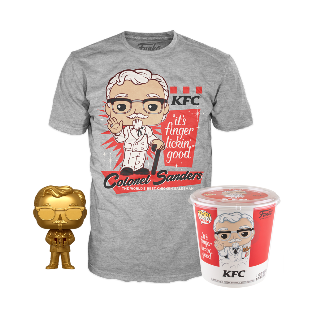 POP! ICONS: KFC – GOLD COLONEL SANDERS + POP! TEE (L) Bundle