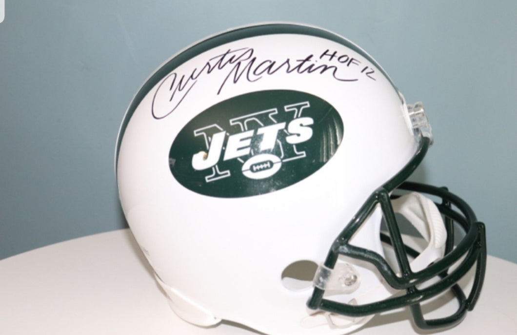 NY Jets Signed Hall Of Famer Curtis Martin Replica Full Helmet
