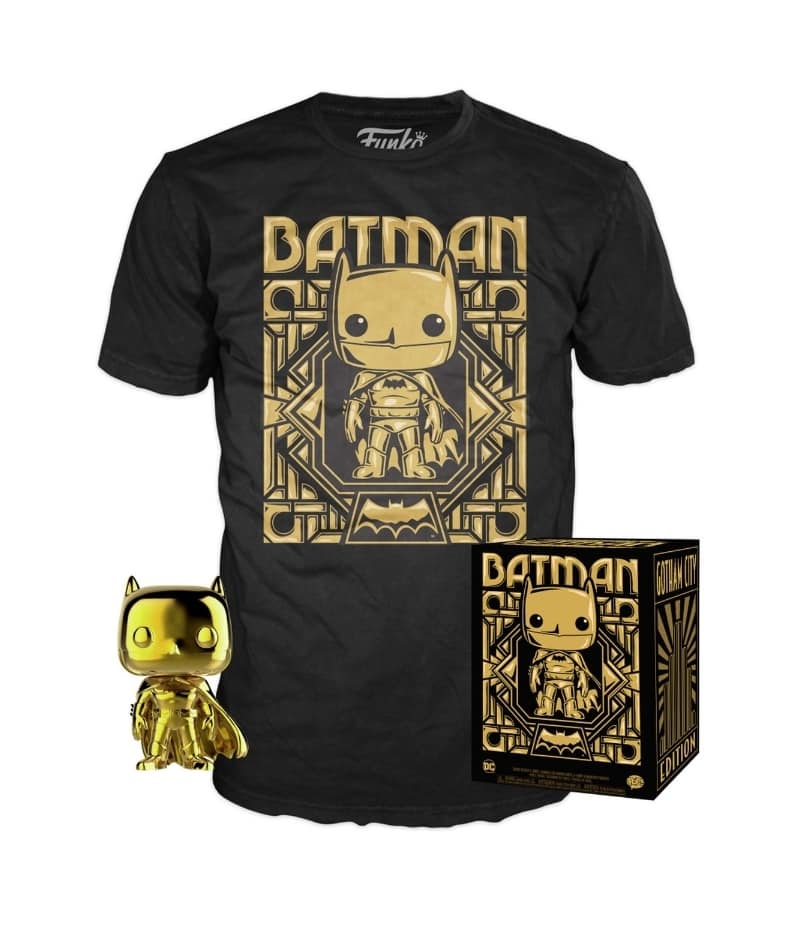 Batman (Gold Chrome) and Gold Batman Tee (Size M)